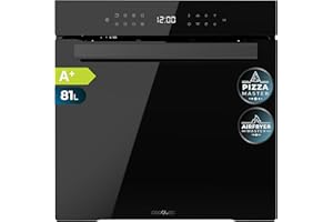 Cecotec Horno Integrable Pirolítico de 81L Bolero Hexa P506000 Glass Black A+. 11 Funciones con Airfryer Master, Pizza Master, 3D Cooking, Steam Base X2, Bajo Consumo, Fácil Limpieza, 5 Posiciones