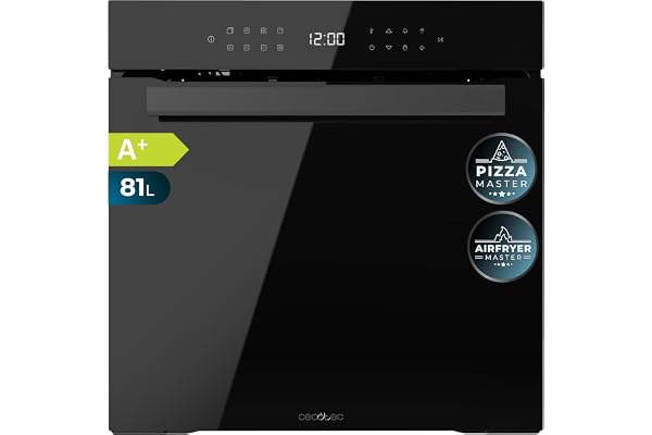 Cecotec Four Encastrable Bolero Hexa 9506000 Glass Black A de 81 L. 11 Fonctions avec Airfryer Master, Pizza Master, Cuisson 3D, Base vapeur X2, Faible consommation, Nettoyage facile, 5 Positions