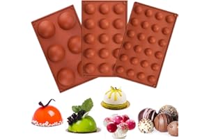 RMENOOR 3 Pcs Moldes de Silicona Semiesfera Seguro sin BPA Moldes de Silicona Bola para Horno de 3 Tamaños Moldes Chocolate Silicona Ideal para Hacer Chocolate, Tarta, Gelatina, Pudín, Muffin, Jabón