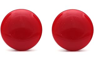 Idin Jewellery - Plain Red Acrylic Round Button Clip on Earrings