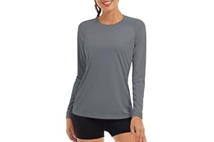 TACVASEN T-Shirts Manches Longues Femme UV Chemise de Protection Solaire UPF 50+ Extérieur Hauts de Performance