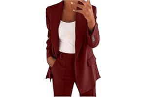 COO2SOT Completo Estivo da Donna 2 Pezzi Risvolto, Completo da Ufficio, a Maniche Lunghe, con Bottoni, Giacca Formale, Completo di Pantaloni Giacca Abbigliamento per Business e Matrimoni