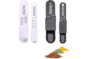 FAURAPMNG Verstellbarer Messlöffel, Kunststoff-Messlöffel, Esslöffel und Teelöffel-Set, zum Messen von trockenen/flüssigen Zutaten, Dosierlöffel zum Backen, Kochen, Pulver (2 weiß + 2 schwarz), 4 Stück