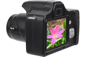 LAZMIN112 Lazimin Fotocamera Digitale con Zoom 18X, Schermo LCD da 3,0 Pollici Videocamera Portatile con Fotocamera Reflex HD a focale Lunga, Microfono Integrato(Standard)
