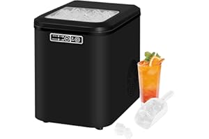 WOLTU kostkarka do lodu, 15 kg/24 h, 2 rozmiary kostek lodu, zbiornik na wodę 2,2 l, funkcja samoczyszczenia, cicha maszyna do lodów, ABS, czarna