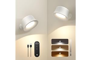 FULEN Lampada da Parete a LED, Lampada da Parete Touch Telecomando 3 Colori Luminosità Dimmerabile 3200mAh Batteria Ricaricabile Faretti da Parete Ruota di 360° Lampada Magnetica