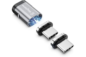 Magtame 240W magnetischer USB C Adapter 40Gbps, 1Pack gerade Typ C Adapter mit 2 Tipps, 24Pin schnelle Ladung Datenübertragung 4K 60Hz für USB 3/4 MacOS Pro/Air Laptop Tablet und Typ C Geräte