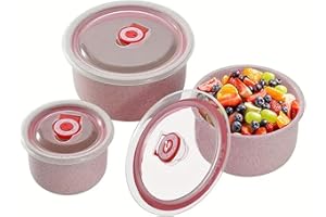 SNZ 3-Piece Contenitori Ermetici per Alimenti, Contenitori Plastica con Coperchio BPA Free, Lavastoviglie e Microonde, Contenitori per Alimenti per La Preparazione dei Pasti e il Congelamento, Rosa