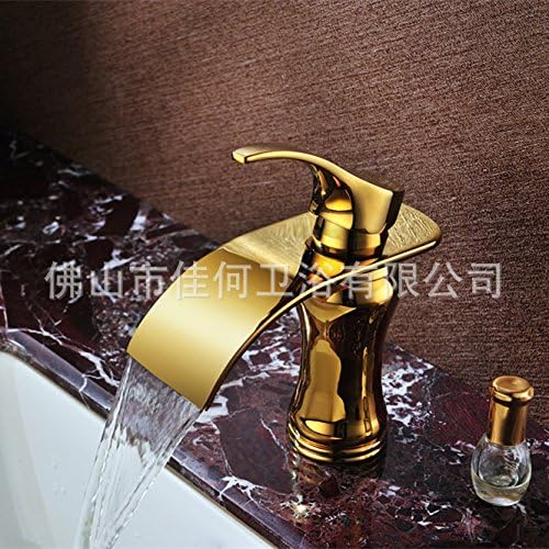 Modern fashion bathroom sink faucet New gold jade waterfall out of the water basin faucet , gold