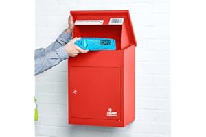 Smart Parcel Box - Wall Mounted Parcel Box Outdoor, Secure Red Delivery Box for Parcels, Durable & Waterproof, Lockable Weatherproof Parcel Drop Box Suitable For Multiple Large Packages