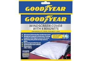 Goodyear Magnetic Car Windscreen Cover | Protect from Snow Frost Freezing Windshield | 4 High Powered Magnets | Double Protection Side Flaps, Silver