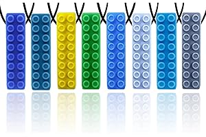 GNAWRISHING Chew Necklaces for Sensory Kids 8 Pcs Sensory Chewy Toys for Autism Boy, ADHD Toddler, Adult(8 PCS Bricks Shape)