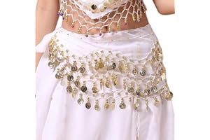 SDKZBFC Belly Dance Hip Scarf ，98 Gold Coins Chiffon Belly Dance Hip Scarf Dance Skirt Belt Waist Chain