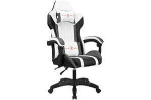 T-THREE.Ergonomic Leather Gaming Chair Height Adjustable with Headrest and Lumbar Support(Grey)