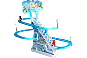 DIOXSTAR Penguin Go Racer Track Toy, Interactive Racing, Motorized Track, Penguin Themed, Blue, 3-8 Years, Whimsical Style