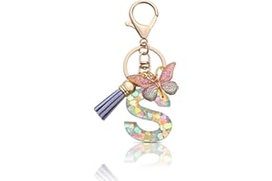 MORSUNBELA Portachiavi lettera portachiavi ragazza portachiavi iniziale portachiavi farfalla per donna donna donna