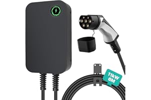 Teskee Cargador EV Tipo 2 Wallbox Home Smart EV Estación de carga para automóvil con pantalla táctil para todos los vehículos eléctricos y automóviles híbridos enchufables Máx. 11kW 6 metro trifásico