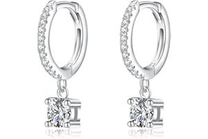 SLUYNZ Solid 925 Sterling Silver CZ Hoop Earrings for Women Girls Small CZ Hoop Earrings Huggie Drop (A-Silver)