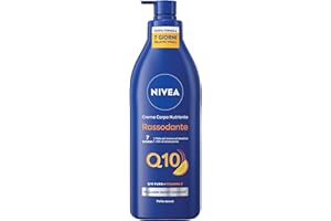 NIVEA Q10 Crema Corpo Nutriente Rassodante 400 ml, Crema rassodante corpo con Coenzima Q10 Puro e Vitamina C, Crema corpo idratante pelle secca 72h per una pelle più tonica ed elastica
