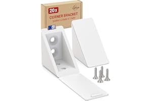 LouMaxx vit hyllvinkel - 20 enheter 35x35x25 mm - plastvinkel - skruvhylla av högkvalitativ plast, snabb och enkel montering