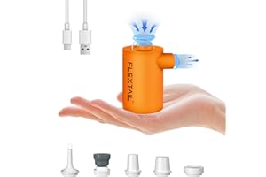 FLEXTAILGEAR MAX Pump 2024,Portable Air Pump,Electric Pump,1600mAh Rechargeable Battery,5 Versatile Nozzles,Quick In/Deflate for Air Mattress, Vacuum Storage Bags,Swimming Ring