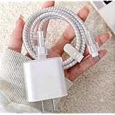 (ŞARJ KORUYUCU SET) 18/20W USB-C G&uuml;&ccedil; Adapt&ouml;r&uuml; iPhone ile Uyumlu Silikon Koruyucu Kılıf Seti + Evrensel Şarj Kablosu Koruyucu 