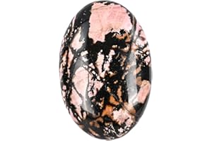 GEMMYDREAM 2.4'' Rhodonite Healing Crystals Palm Stone Worry Stone, Natural Polished Stone for Massage, Reiki, Stress Relief, and Balancing Meditation Accessories