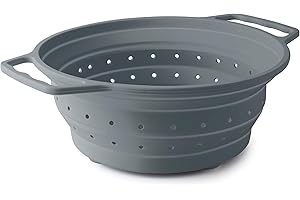 Lacor - 62884 - Égouttoir pliable, passoire de cuisine, avec poignées, gain de place, multifonctionnel, passe au lave-vaisselle, résistant et léger, silicone, sans BPA, Ø20 cm