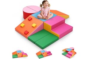 OTHLAVER 7 PCS Toddler Soft Play Set, Soft Play Set 1-3Y, Waterproof Removable Leather, Skin-Friendly Foam, Hidden Zippers, Extra-Wide Hook-and-Loop Strips (7P-leather-color)