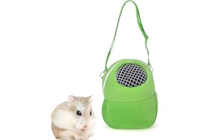 KEMUZ Kleine Haustiertragetasche für Hamster, Meerschweinchen & Chinchillas | Atmungsaktive Mesh-Tasche | Leicht & Foldable | Tragbar für Outdoor & Reisen | Größe 17x14 cm (Grün)​