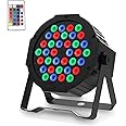 YU WELL RGB Stage Lighting 36 LED DJ Par Lights Up-lights for Events Sound Activated Remote and DMX Control, RGB Disco Par Light for Wedding, Party, Concert and Festival (RGB+Remote, 1)