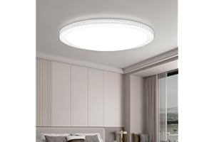 VIPMOON 30W LED Ceiling Light, 6000K Daylight White 2400LM, Ultra-Thin Bathroom Light Waterproof, Flush Mount Ceiling Lamp for Bathroom, Bedroom, Kitchen, Hallway, Utility Room, Restroom, Crystal Edge