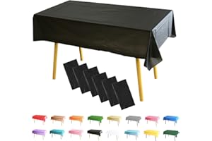 MOMAHUA 6 Pack Black Table Cloth Party Tablecloths, 137x274cm Rectangle Table Covers, Large Wipe Clean Plastic Tablecloth Party for Picnic, Baby Shower, Halloween Party, Christmas Table Décor