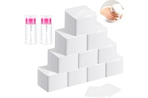 HEILOK 1000 pez salviette per unghie senza pelucchi, dischetti di cotone per pulizia delle unghie, salviette per unghie in tessuto non tessuto, tampone di cotone per rifiuti cosmetici puliti, con 2 bottiglie