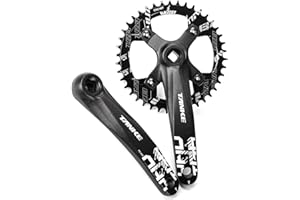 LHHL Mountain Bike 104BCD 30T 32T 34T 36T 40T 42T Positive Negative Teeth CNC Round Chainring Crank 170mm Square Taper Aluminum Alloy MTB Cranksets Fit For 8/9/10/11/12 Speed ( Color : Black 170mm , Size :