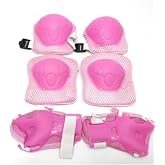 Lrs Store Girls Bicycle Scooter Knee Pad Elbow Ranger Gloves Bicycle Scooter Protective Set Equipment, Pink
