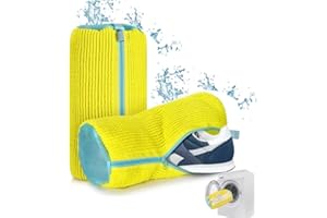 POP IT S 2 Stück Schuhwaschbeutel Waschmaschine,Sneaker Waschbeutel, Schuhbeutel Waschmaschine, Schuh Waschbeutel für Waschmaschine, Wäschesack Schuhe, Wäschenetz Schuhe für Alle Schuharten (Gelb, 2 Stück)