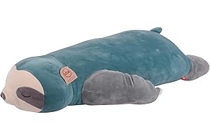 UNUS Coussin décoratif en Forme Paresseux, Oreiller en Peluche pour Enfants, idéal pour positionnement latéral 100 cm, Turquoise