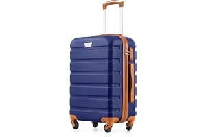 COOLIFE Resväska med hårt skal, rullväska, resväska, ardskal, handbagage med TSA-lås och 4 hjul, Blå/brun, Handgepäck, Premiu