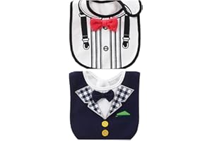 FEIFEI'S BOW 2PCS Baby Kids Bibs BOY MIXED DESIGN COTTON GENTLEMAN BOW FEEDING Bandana Apron Weaning