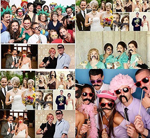 Ciaoed Photo Booth Props aus Holz A Stock auf, Foto Fotoautomat Props für Weihnachten Hochzeit Geburtstag Party -58pcs - 6