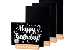 LELADY JEWELRY LELADY Mini Letreros de Pizarra, 4 Piezas Mini Pizarras con Soporte A5, Negra Cartel Pizarra Pequeña, Tableros de Tiza con Soportes, Letreros Decorativos de Pizarras, Doble Cara