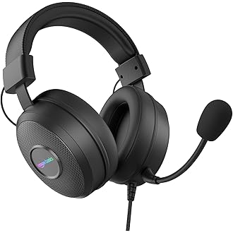 amazon basics Wired Over Ear Gaming Headphones mic for PC, Laptop | Static RGB | (Black)
