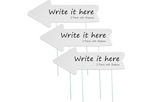 LUTER 3pcs Arrow Yard Signs with Stakes, 15.7x3.8inch Plastic Blank Entrance This Way Directional Sign Lawn for Outdoor Courtyard Wedding Birthday Party