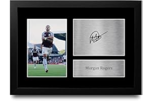 HWC Trading Morgan Rogers Aston Villa Gifts Printed Signed Autograph Picture for Football Fans and Supporters - A4 Framed