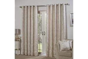 Emma Barclay – Fully Lined Curtains for Bedroom Living Room Jacquard Eyelet Two Panel Floral Curtains Butterfly Meadow Collection (Width 90" x Drop 90" (228 x 228cm))(Cream)