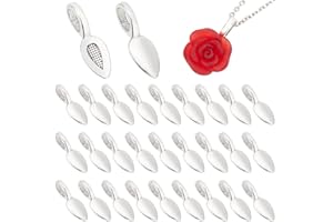 PH PandaHall 50pcs Belieres a Coller Feuille pour Pendentif en Alliage Pendentif à Clipser Belieres Pendentif Accessoires en Argent pour la Fabrication de Bijoux Pendentif, Argent Antique 21x8x6mm