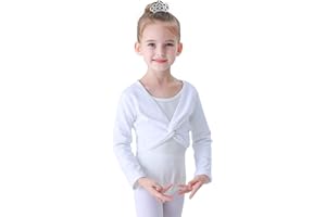Soudittur Cache-Coeur de Danse Classique en Coton Hauts de Danse Manches Longues pour Enfants Filles Femmes