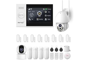 CLOUREE Touchscreen-Alarmanlage für das ganze Haus, 20-teiliges WLAN-Alarm-Set mit Sirene, PIR-Bewegungsmelder, Fernbedienungen und Fenster-/Türsensor