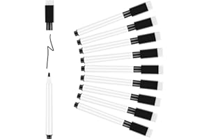 Meetory Pennarelli Lavagna Bianca Cancellabile, 10 Pz Pennarello Lavagna Cancellabili, Pennarelli Lavagna Bianca Marcatore Cancellabile, Pennarelli Magnetici per Lavagna per Scuola Casa Ufficio, Nero